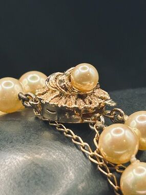 Vintage Orquidea Majorca Pearl Bracelet Double Strand Champagne Pearls 925 Clasp